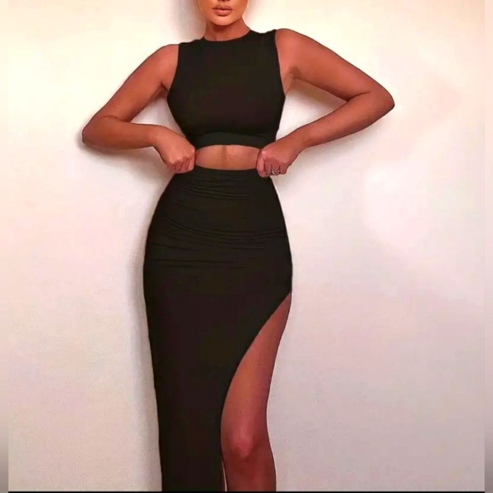 Ladies Black Sexy Matching Two-piece Set sz Small